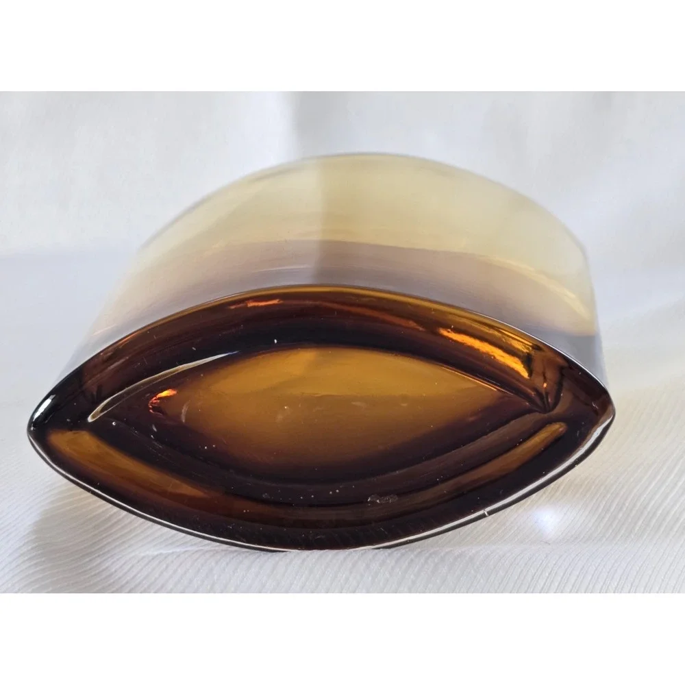 Badash Samantha Pocket Vase Mouth‎ Blown Amber Gold Art Glass Crystal 6
